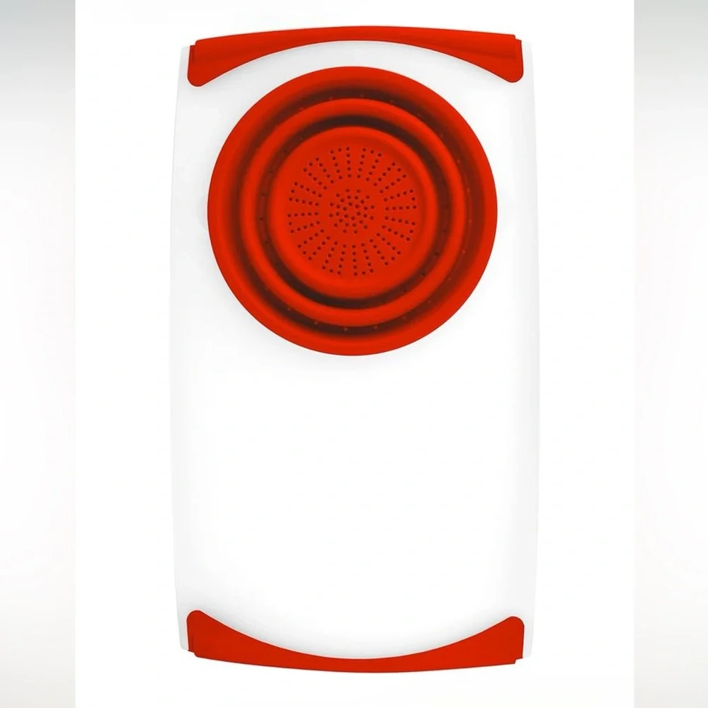 Dexas over the sink Polly cutting board with collapsing colander strainer